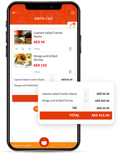 A customized solution where the digital menu is enabled with the ordering system.